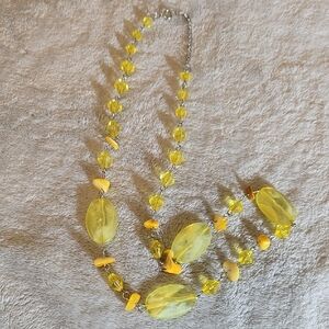 #222 Yellow Beaded Necklace